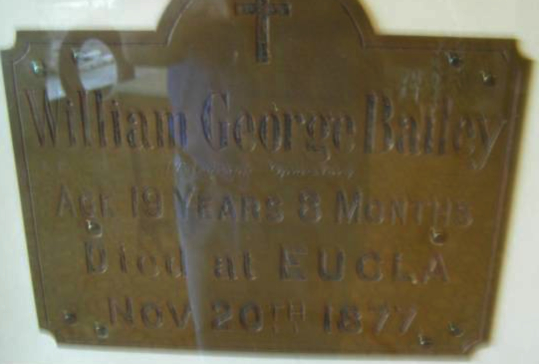 Plaque on Grave of William George Bailey